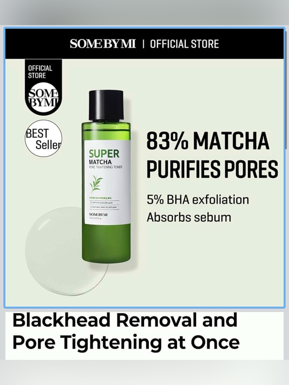Some By Mi Super Matcha Pore Tightening Toner - 5.07Oz, 150Ml - Made From Matcha